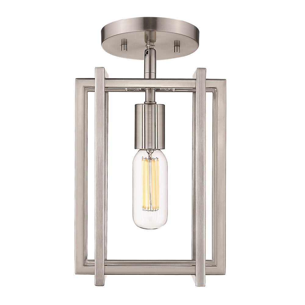 Golden Lighting 6070-1SF PW-PW Tribeca 1-Light Semi-Flush in Pewter with Pewter Accents